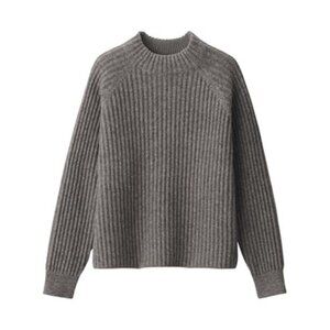 MUJI Women's Andean Wool Mock Neck Sweater Dark Mocha Brown Women's